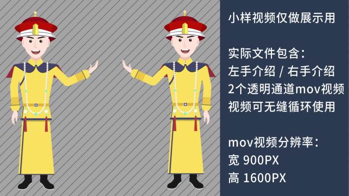 MG动画清朝皇帝古装解说员卡通Q版人物