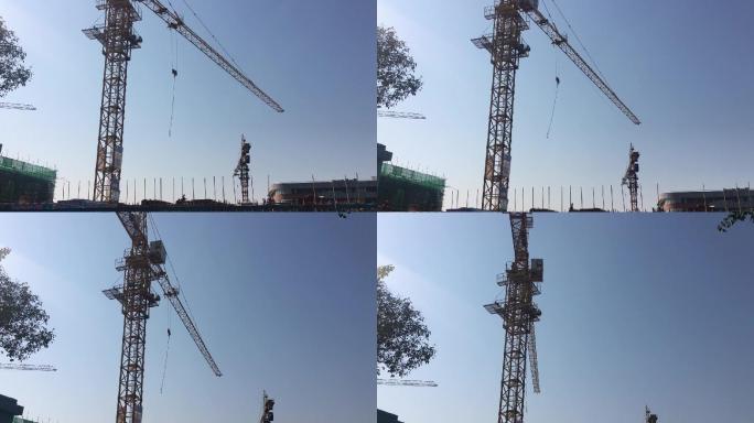 建筑工地塔吊施工工程工人基建