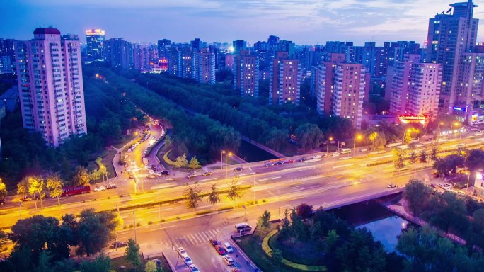 北京三元桥傍晚车流素材