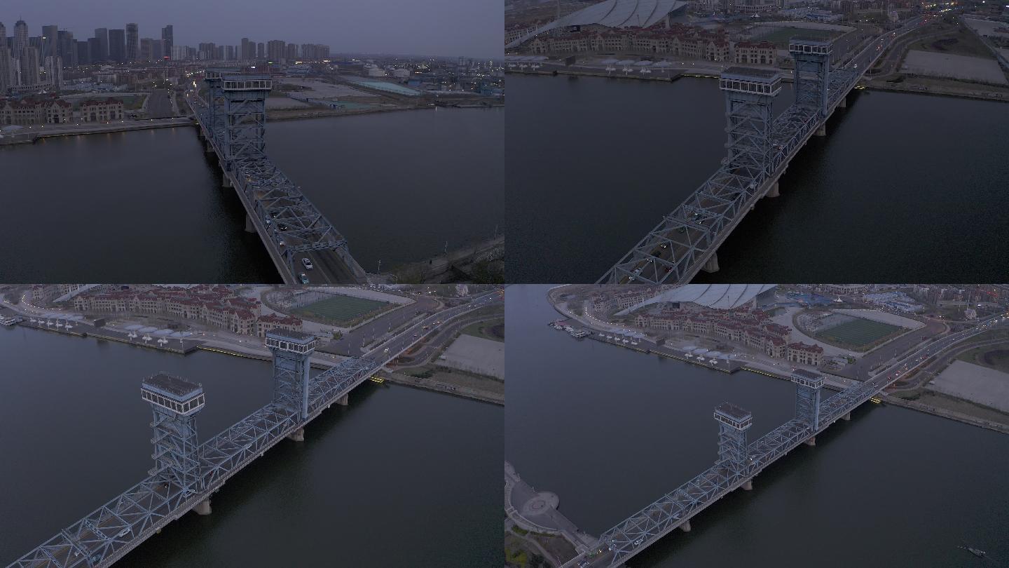 4K-原素材-天津海河海门大桥航拍