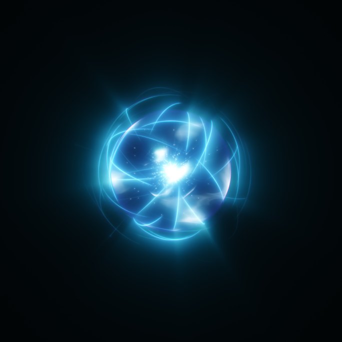 4K循环蓝色能量球光波特效素材