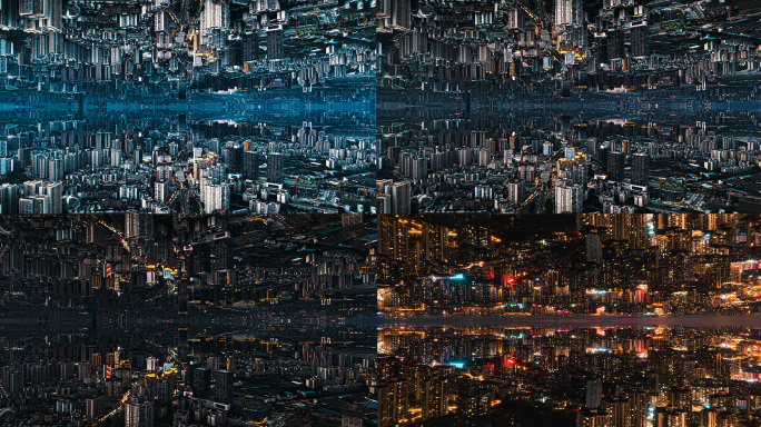 城市夜景城市地产镜像三维3d