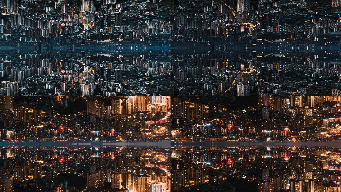城市夜景延时天空之城