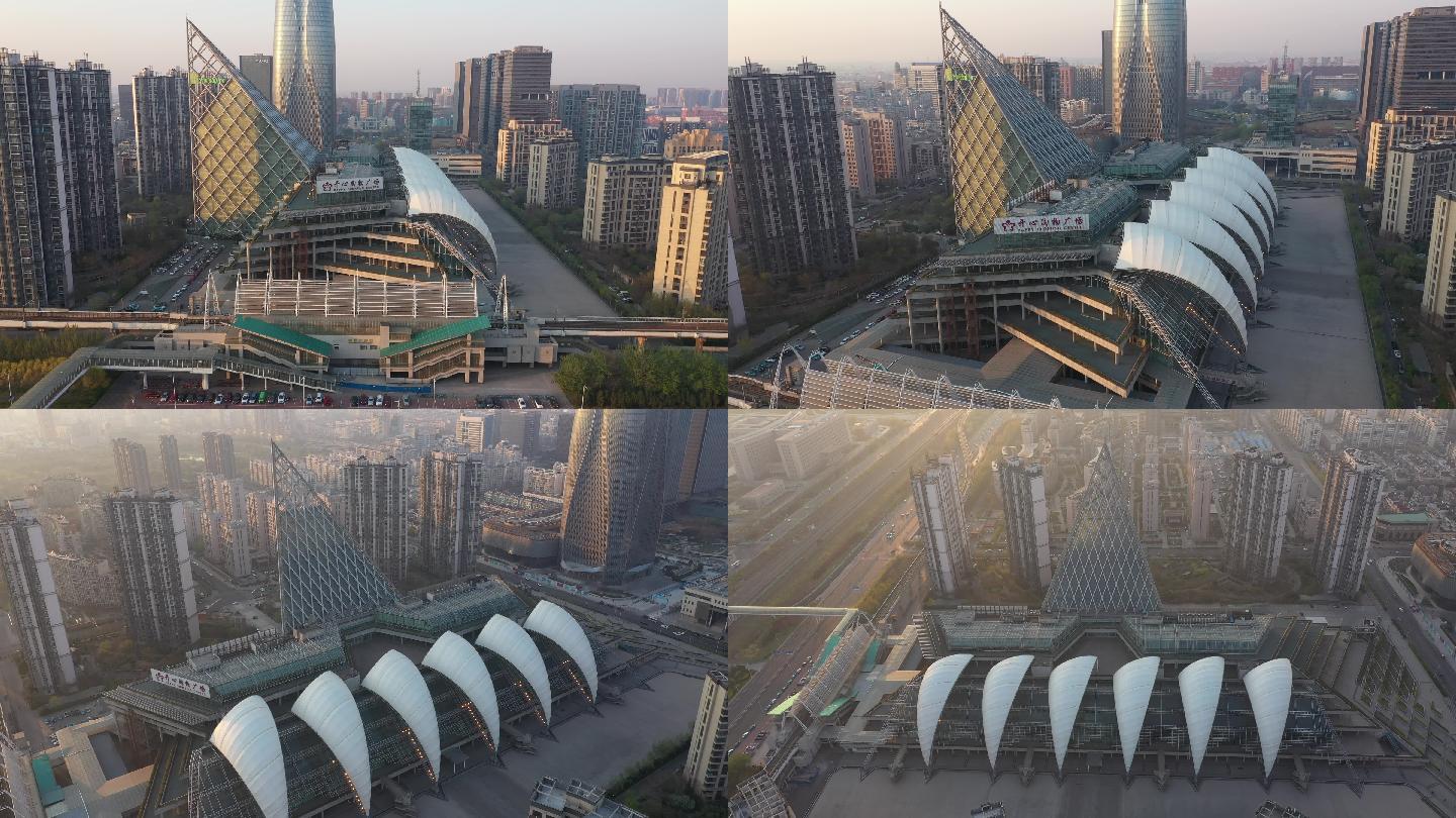 4K-原素材-天津滨海市民广场航拍