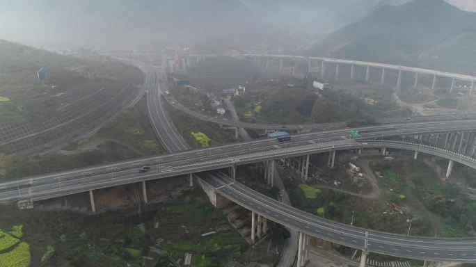 重庆高速公路立交桥航拍空镜头4k素材