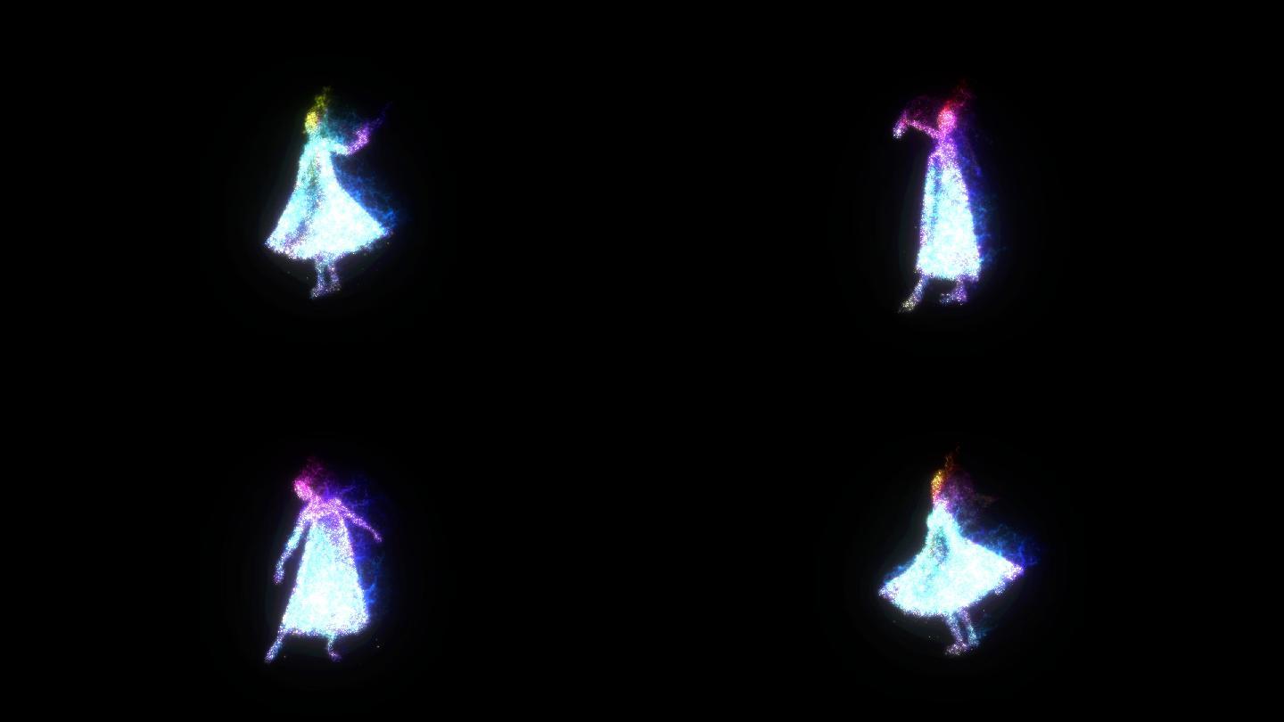 彩色发光粒子舞蹈素材（透明背景）
