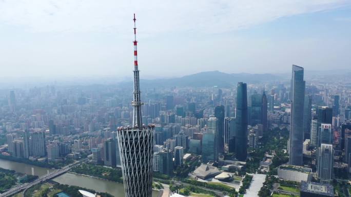 航拍广州珠江新城新中轴线高清日景