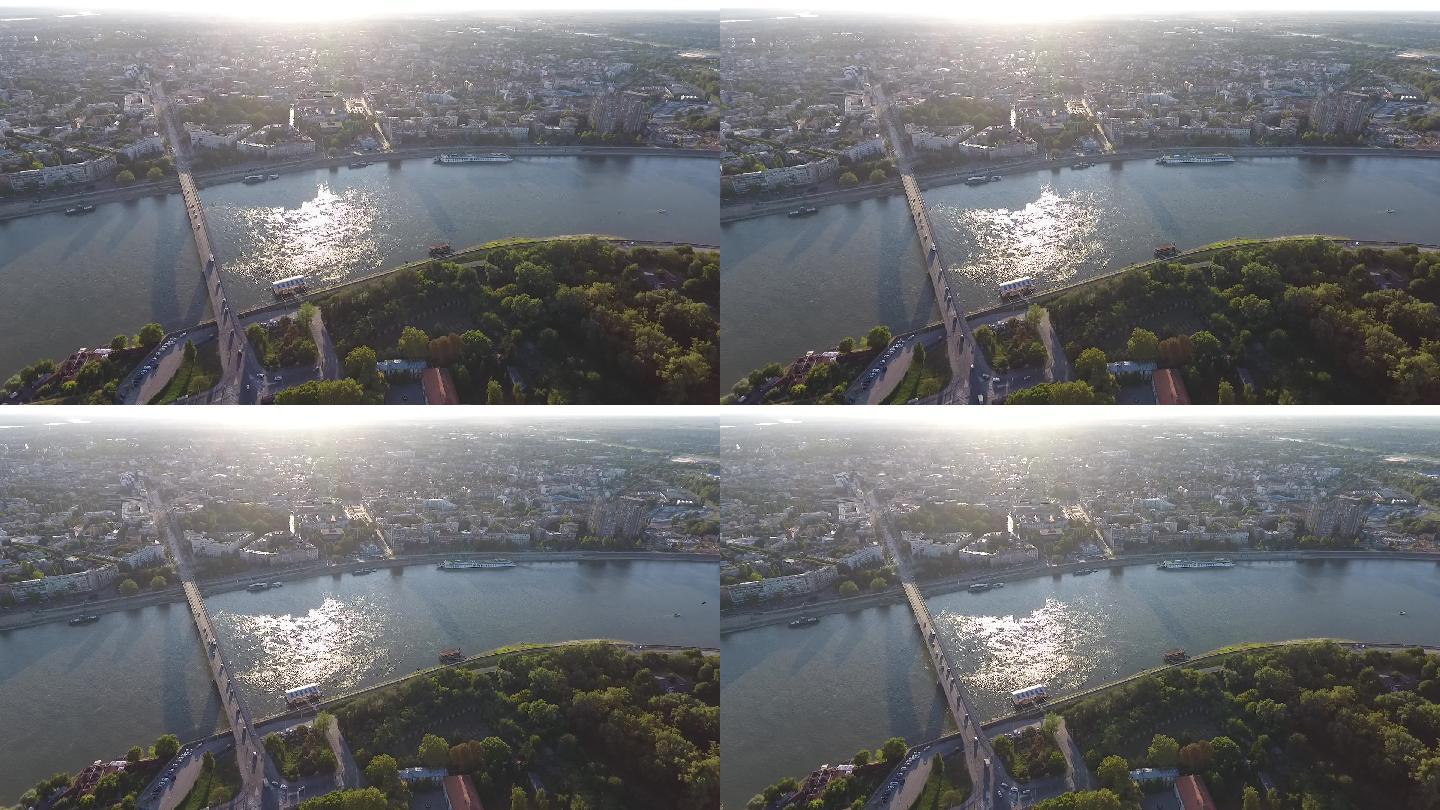欧洲多瑙河诺维萨德高清白天航拍全景
