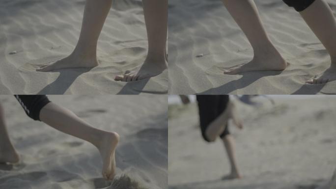 沙滩脚步奔跑脚丫海边