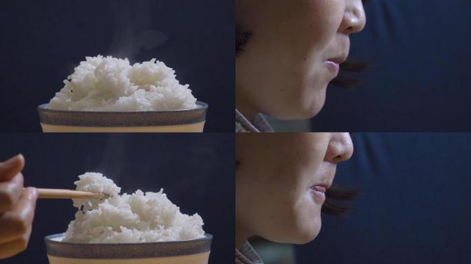 4K大米饭-吃米饭-热气腾腾的米饭