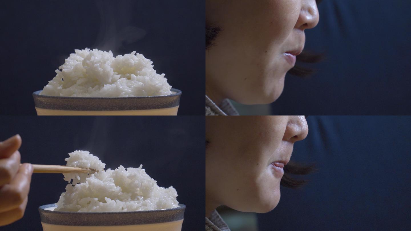 4K大米饭-吃米饭-热气腾腾的米饭