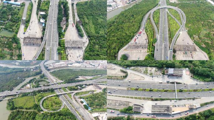 车水马龙的广州高速高架番禺大桥等