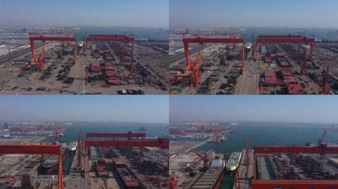 4K-原素材-天津临港造修船厂航拍