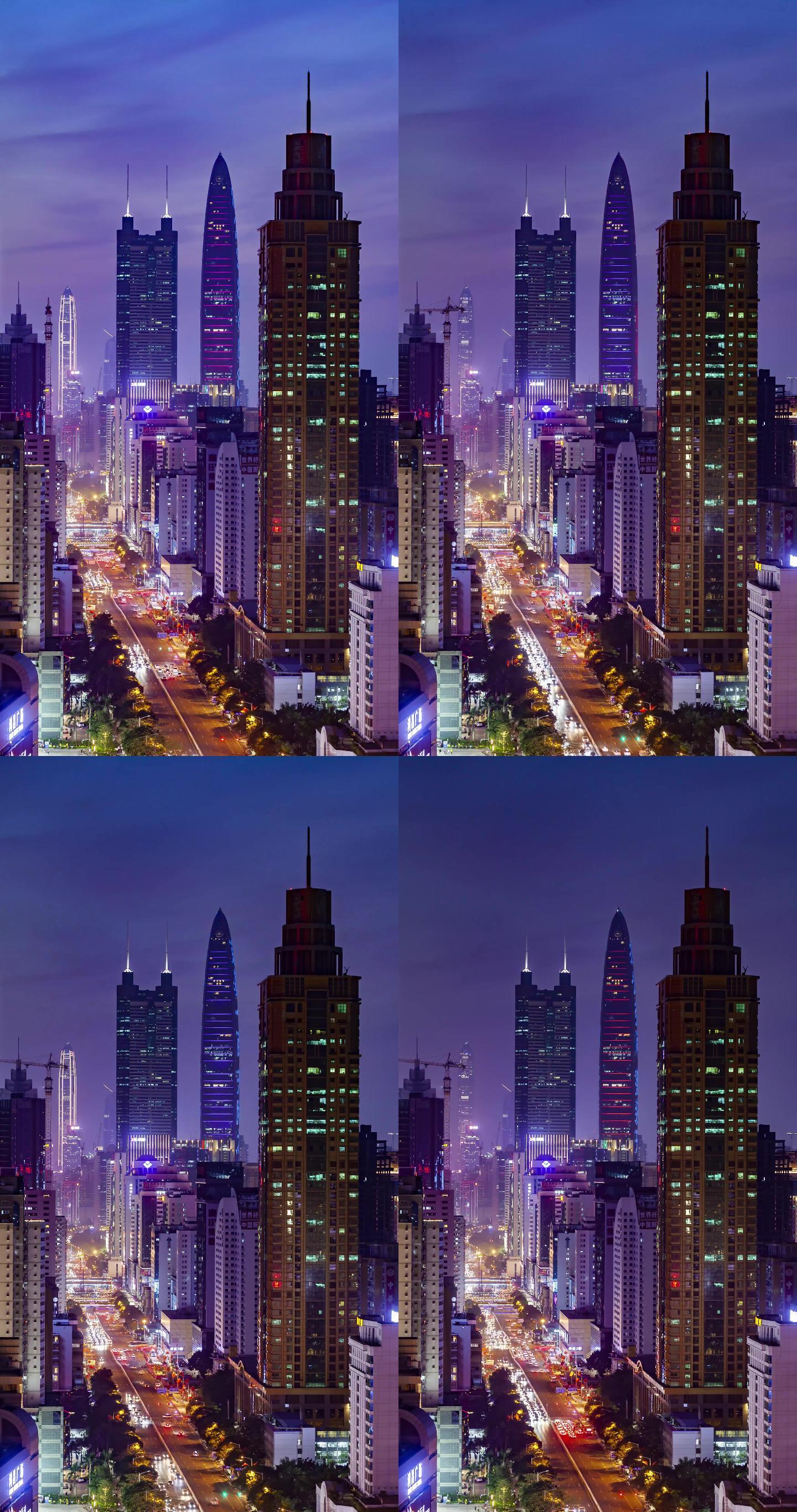 竖版深圳市罗湖区夜景延时摄影4K