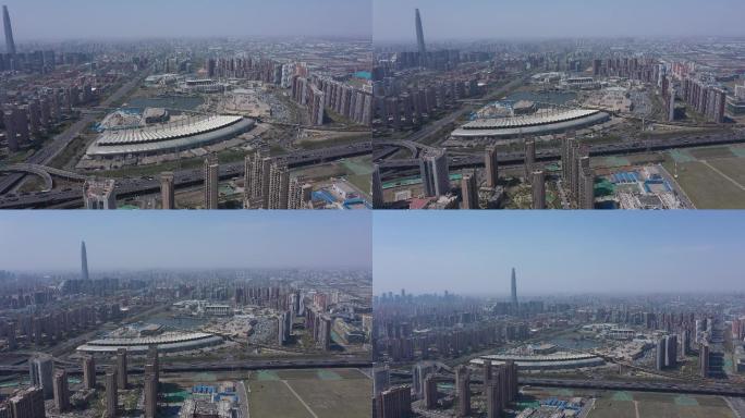 4K-原素材-天津滨海国际会展中心航拍