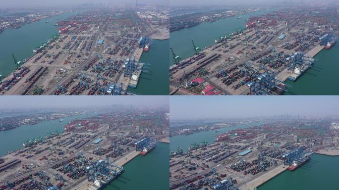 4K-原素材-天津港口航拍