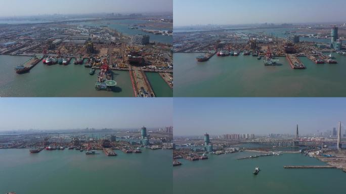 4K-原素材-天津新港航拍