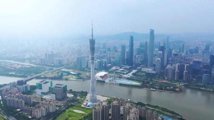 航拍1080P广州塔珠江新城新中轴线日景