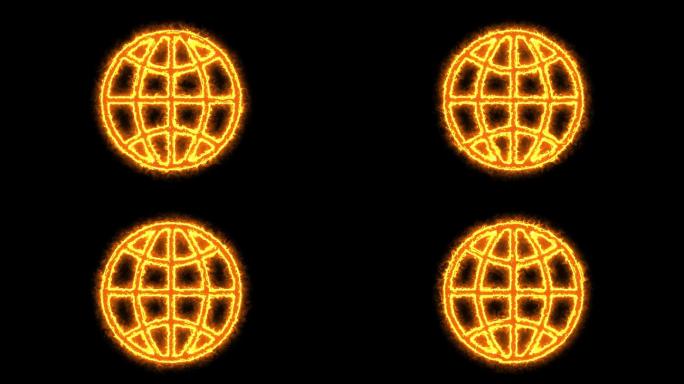 4K火焰光电描画世界标志通道视频