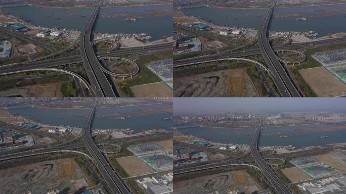 4K-原素材-天津集疏港桥航拍