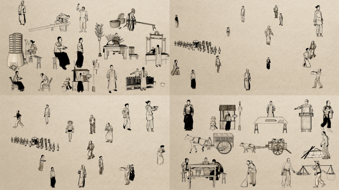 中国古代水墨人物视频素材