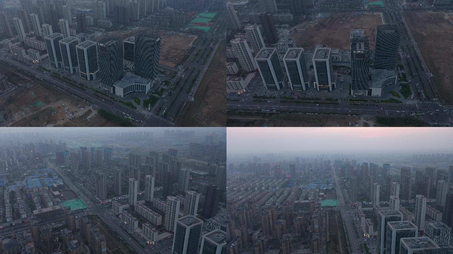 4K-原素材-唐山市金融中心航拍
