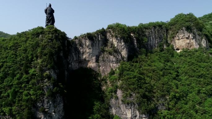 航拍中国古山寨关羽雕像