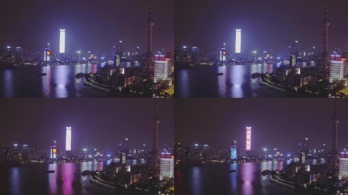 4K航拍夜景黄浦江