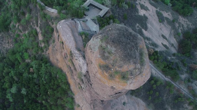 航拍4K河北省承德市棒槌山