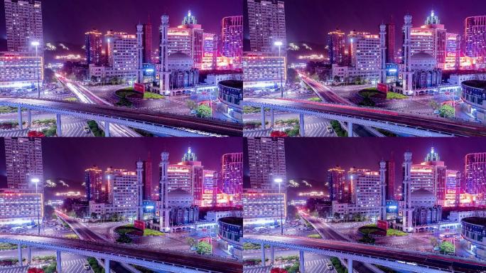 兰州解放门立交桥夜景延时摄影