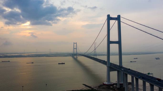 珠江南沙大桥虎门二桥4K航拍移动延时夜景
