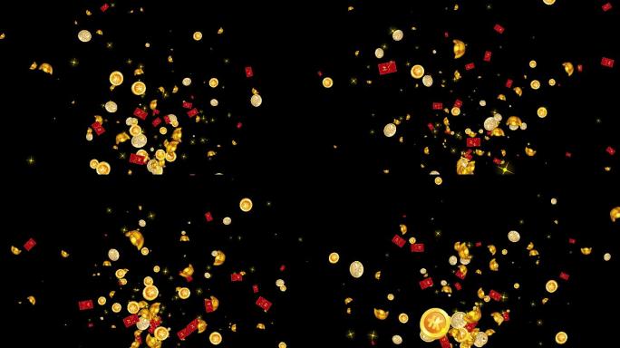 4K金元宝金币发射元素AE工程带视频