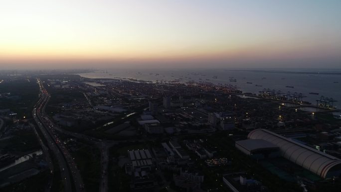 4K原素材-航拍上海浦东外高桥保税区