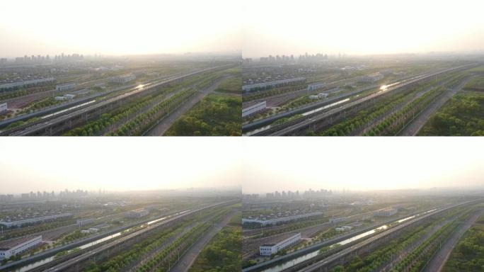 4K原素材-航拍疫情期的上海轨道交通