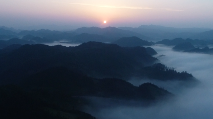 日出远山美景航拍