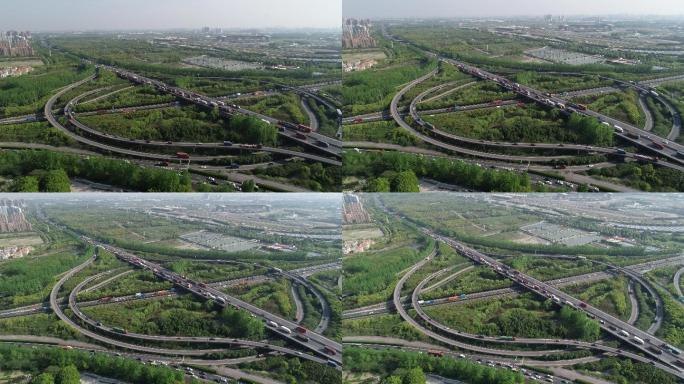 4K原素材-航拍疫情期免费的上海高速公路