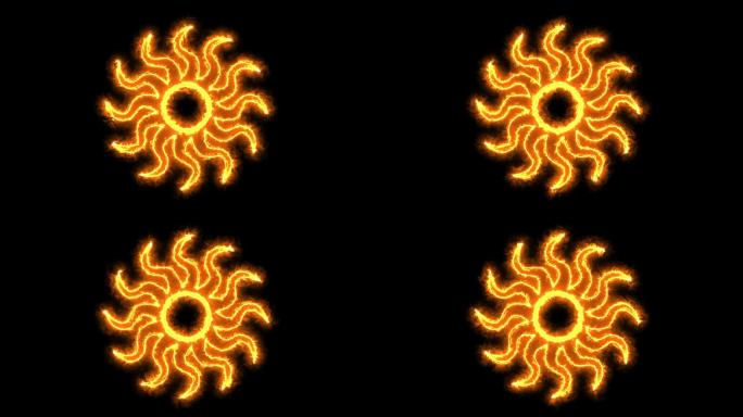 金色太阳动画通道视频-无缝循环