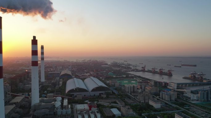 4K原素材-航拍上海外高桥发电厂