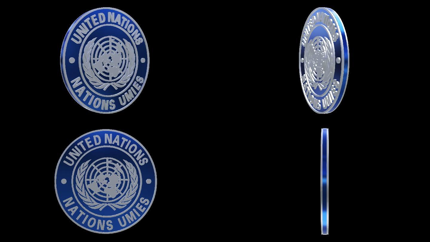 联合国维和部队标志徽标3D动画