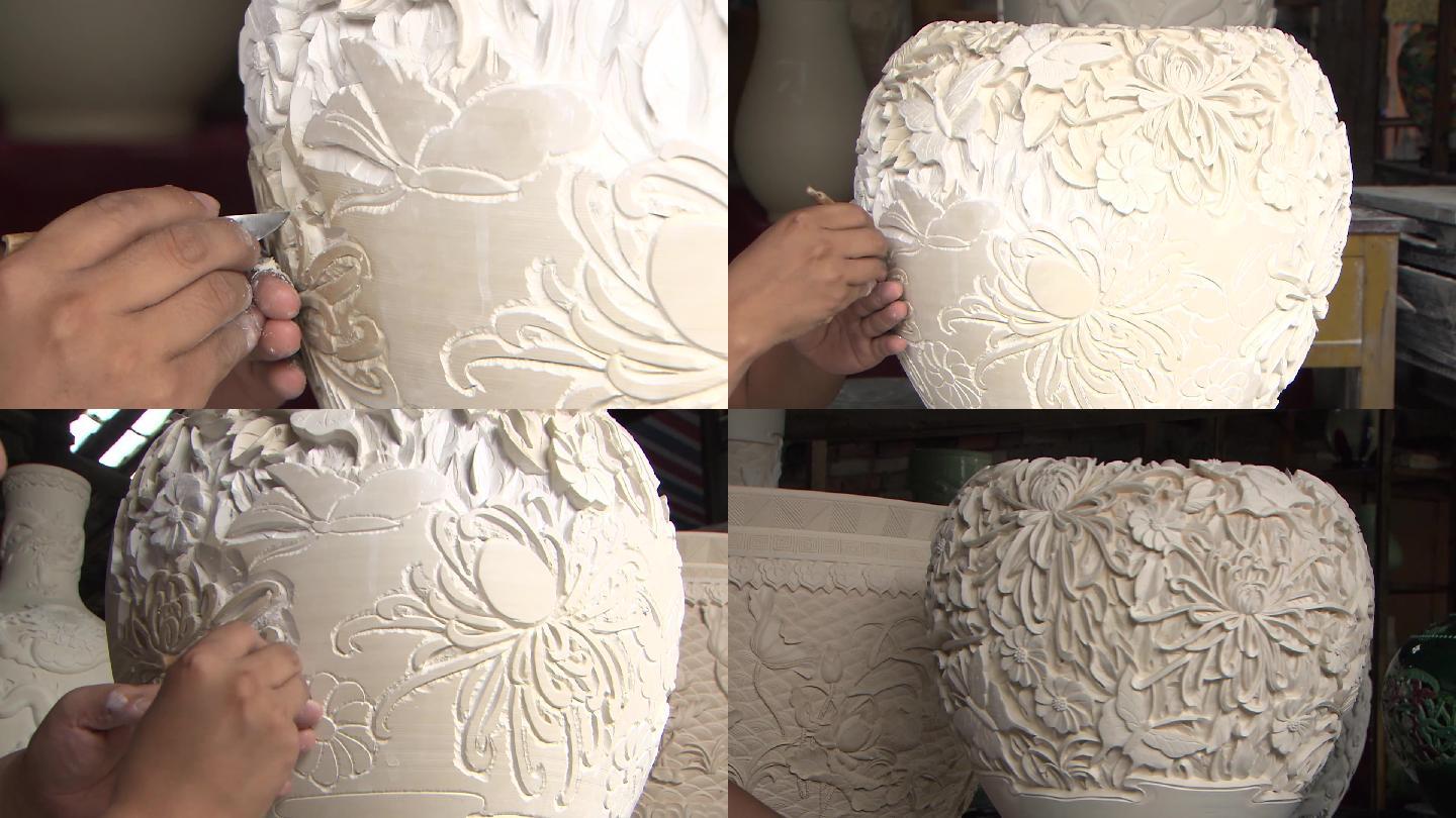 陶瓷雕花工艺陶器古法制作传统工艺