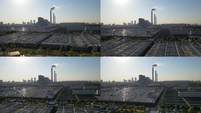 4K原素材-航拍上海竹园污水厂
