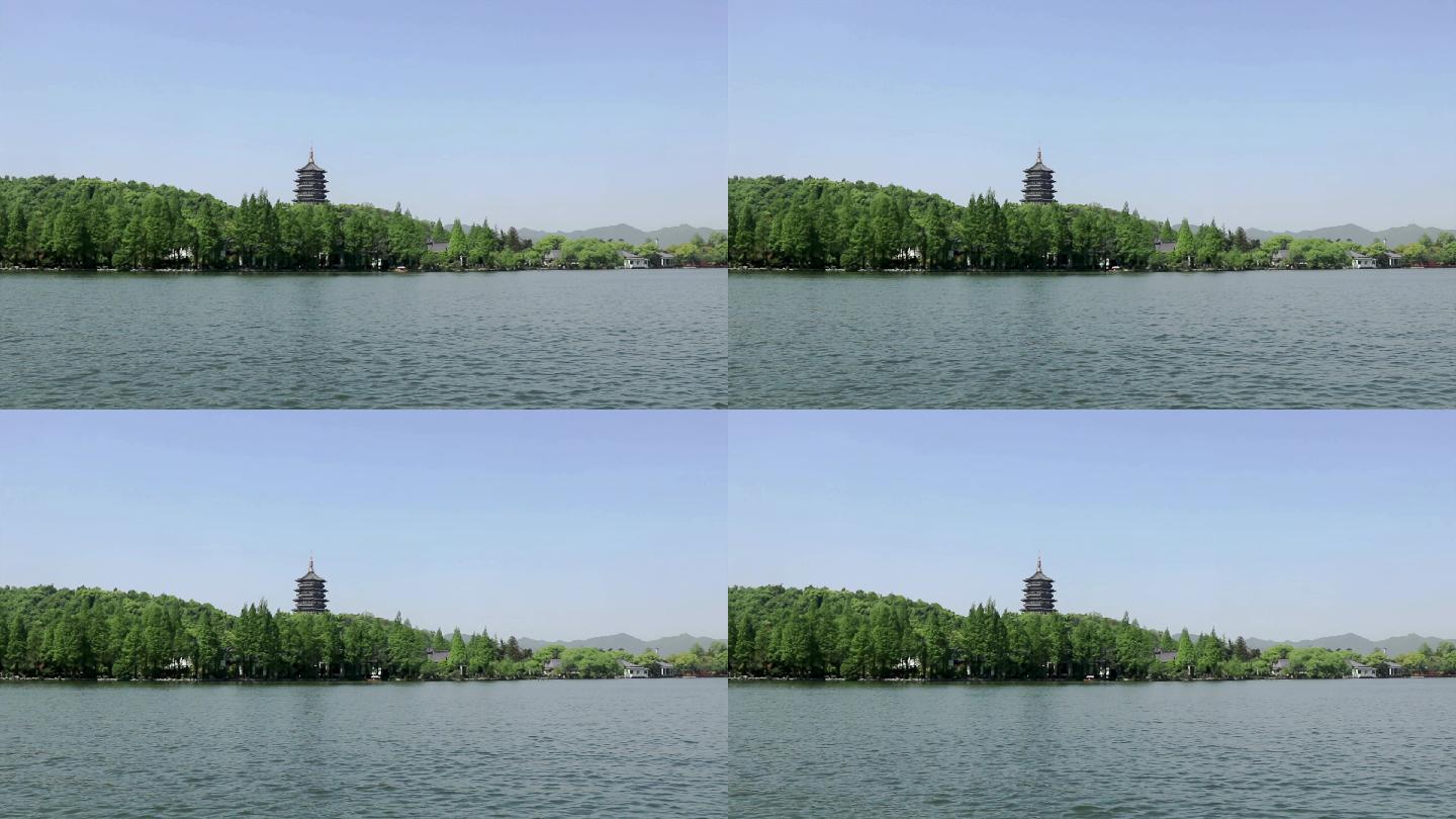 杭州雷峰塔西湖风景湖水实拍