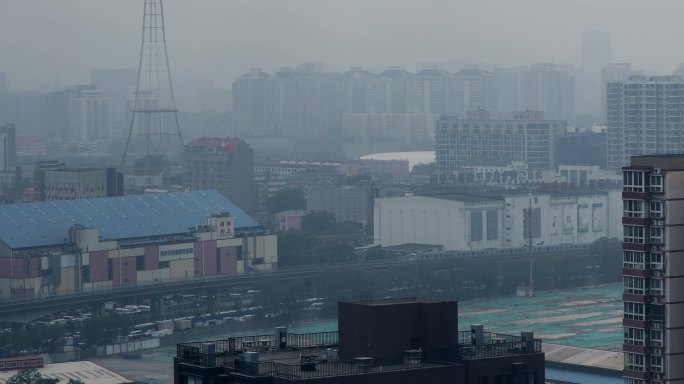 北京污染雾霾灰暗的城市4k【4k原创】