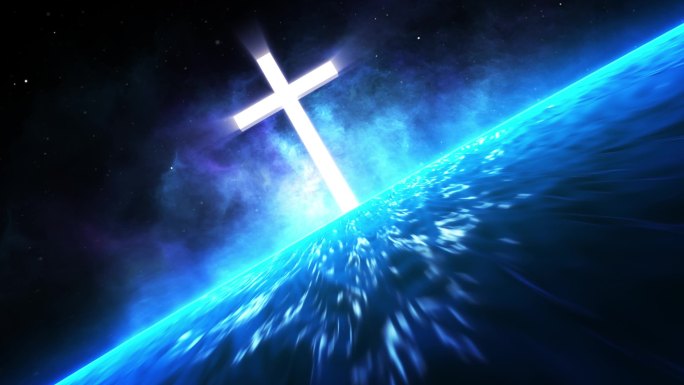 奔向十字架基督教蓝色视频背景