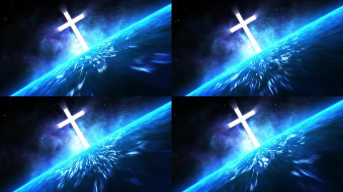 奔向十字架基督教蓝色视频背景