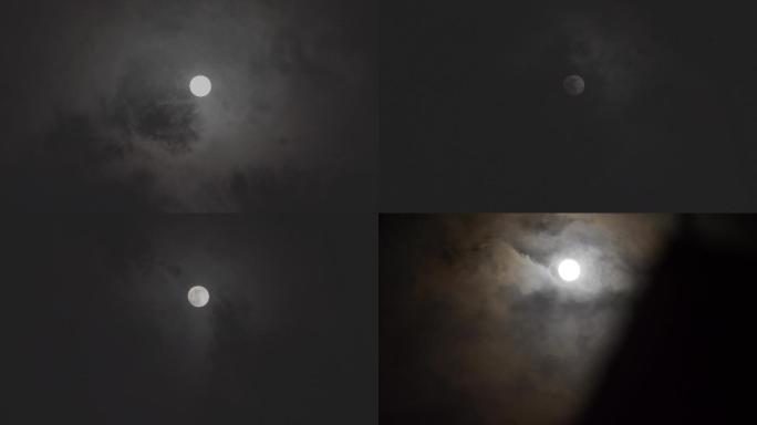 月亮和云夜景满月