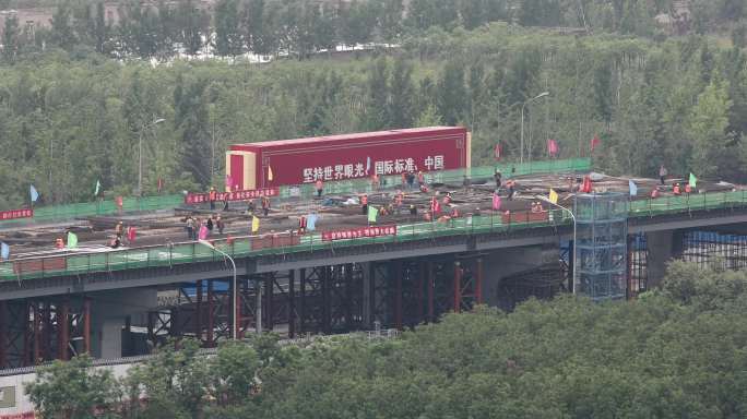 4K北京城市副中心建设建桥道路施工