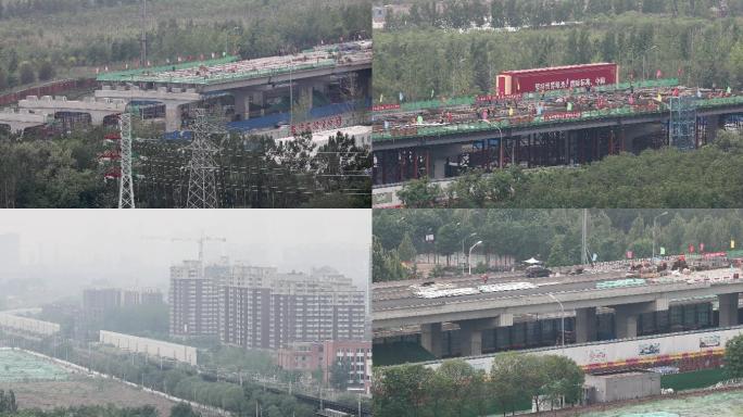 4K北京城市副中心建设建桥道路施工