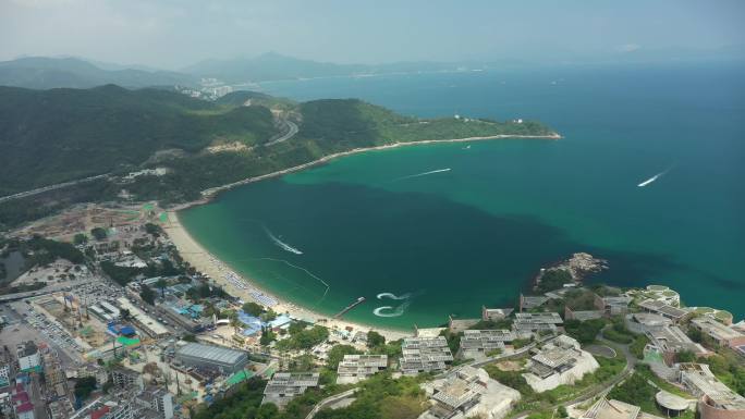 4K航拍深圳小梅沙海岸线沙滩