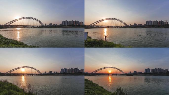邕江永和桥大范围日落-4K